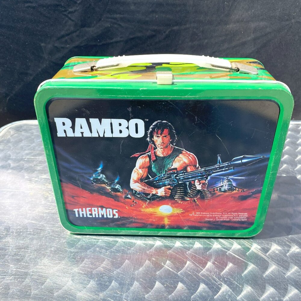 Vintage 1985 Rambo Metal Lunch Box by Thermos Anabasis Stephen J. Cannell